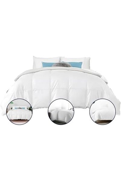 INFINI HOMES Microfiber Duvet | Single Size | White | Soft, Lightweight, and Luxurious | Box Pattern