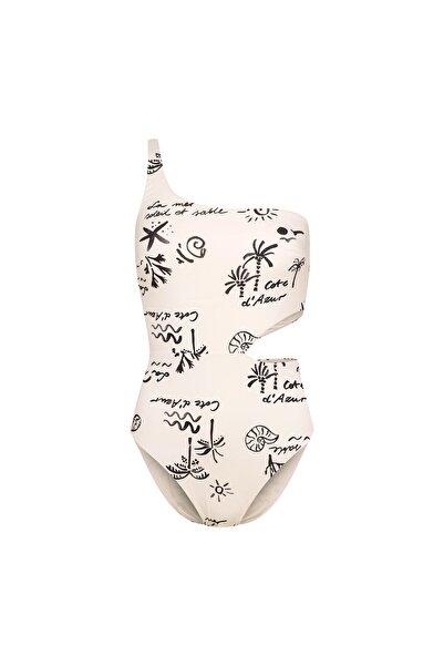 ESOTIQ Women's Swimsuit Monokini Asymmetrical One-Shoulder Waist Cut-Out Smooth Fabric | Firenze