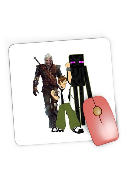 OEM Mousepad Gaming Ben 10 Watch Minecraft Enderman Witcher Gerald Sword, 21x19 cm