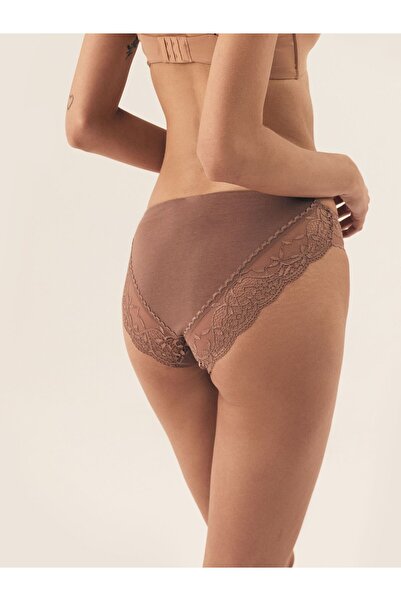 ESOTIQ Set de 2 chiloți brazilieni din bumbac cu dantelă florală pentru femei, cu talie înaltă | Patri