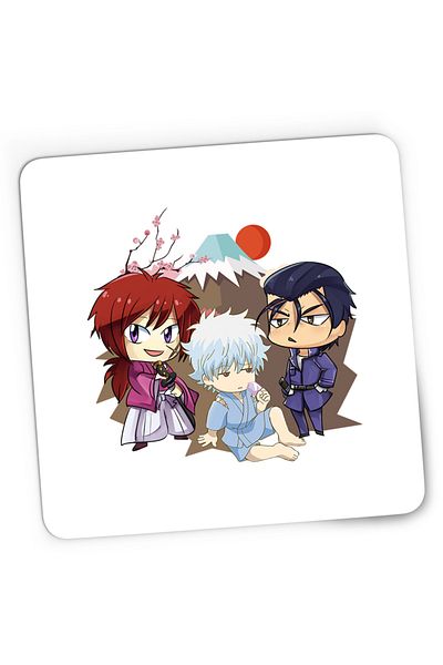 OEM Mousepad Gaming Rurouni Kenshin Chibi Trio Kenshin Gintoki Hajime, 21x19 cm