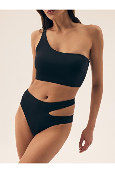 ESOTIQ High Waist Bikini Bottom Brief with Side Cut Out Asymmetric Sexy | Firenze