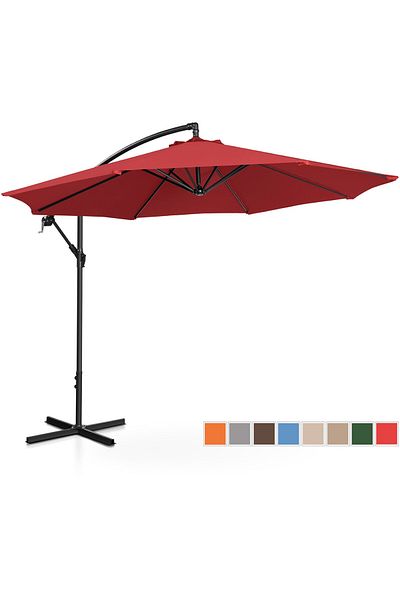 UNIPRODO Parasol ogrodowy na wysięgniku okrągły uchylny śr. 300 cm bordowy