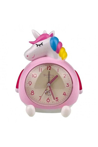 OEM Unicorn-shaped plastic table clock with light and music, 15x17 cm, multicolor, M1