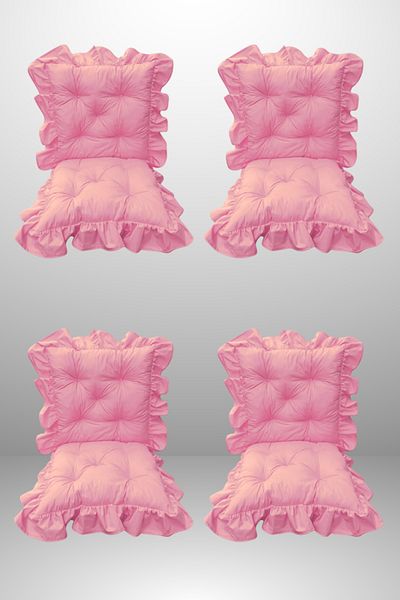 MoMMe Backed Fringed Chair Cushion 40X85 cm Pink Color
