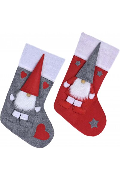 MIJOMA Комплект от 2 коледни чорапи MIJOMA, филц/вълна, бяло/червено/сиво, 43...