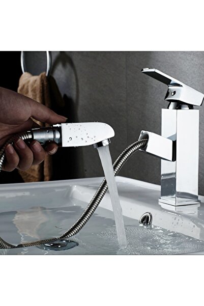 SMART GADGETS C&A Baterie de lavoar pentru baie cu cioc extractibil, mâner unic, design minimalist, oțel inoxidabil.