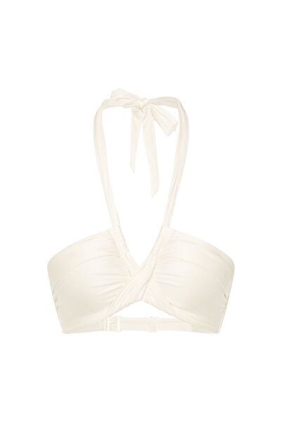 ESOTIQ Bandeau Bikini Top with Tie-Neck Halter Top Swim Bra Retro Style | Truffle