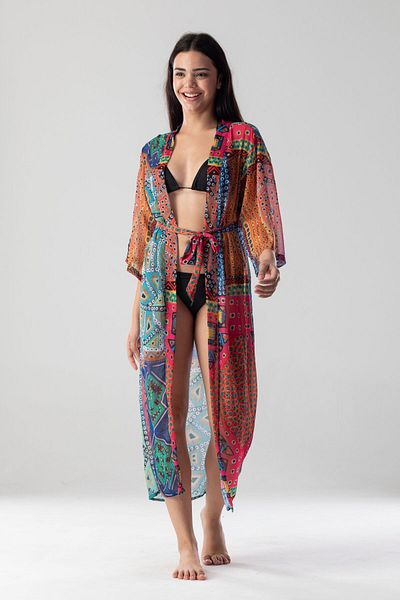 Mood Lab Design special inspirat din Anatolia pentru femei Yoryo șifon îmbrăcăminte zilnică și de plajă kimono lung caftan