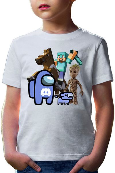 OEM Tricou copii Among Discord Baby Groot Minecraft Diamond Sword