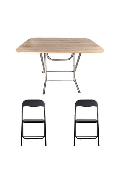 Z-Tools Folding table with MDF top, dimensions 70x120x73 cm + 2 x folding kitchen chairs ZLN2531_STEJAR_2S