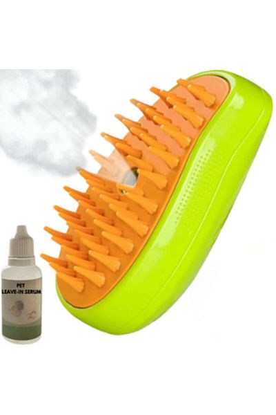 SMART GADGETS C&A Pet Hair Brush with Steam, Spray and Integrated Dispenser, 3-in-1, USB Rechargeable, Green
