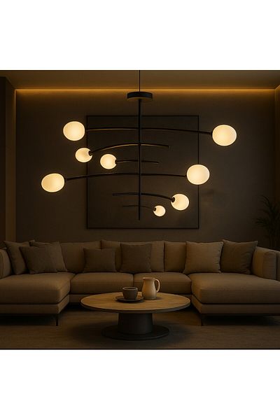LA Black pendant chandelier, 42W, 3000K, 1344 lumens, 150° diffusion angle, 220-240V