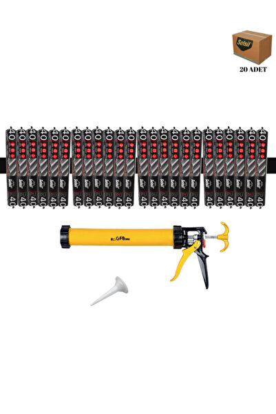 Selsil Poliüretan Siyah Sosis Mastik 600 Ml. - 20 Adet + Gfb Alüminyum Sosis Tabancası 600 Ml.