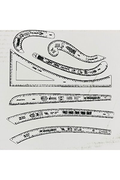 EleganTShoP Ahşap Cetvel Riga Kavadura Mektep Gönye 7 Parça Set