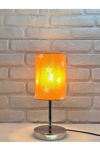 365GUNSERİSONU Double Patterned Fabric Hat Chrome Leg Baby Kids Room Compatible Lampshade Set