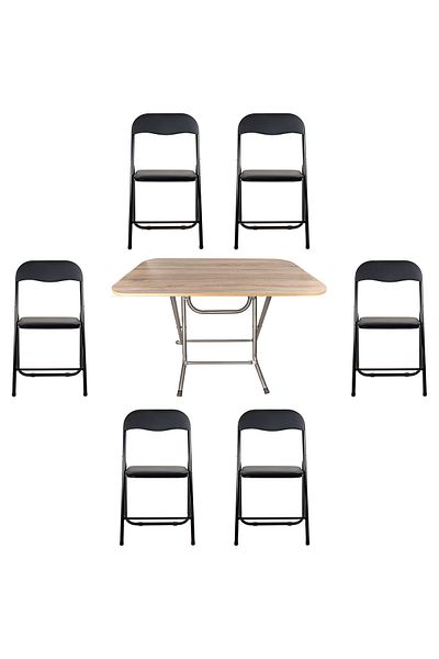 Z-Tools Folding table with mdf top, dimensions 70x120x73 cm + 6 x folding kitchen chairs ZLN2531_STEJAR_6S