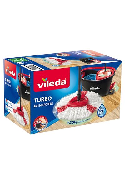 Vileda Turbo Set Mop Rotativ + Galeata + Set 6 Rezerve Dafin