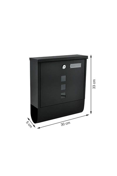 PROCART Cutie poștală cu suport pentru ziare, 2 chei, exterior, 33x30x8,5 cm, metal, neagră