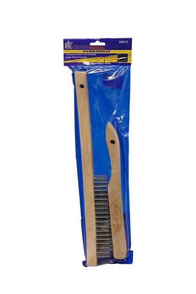 Regal 2-Piece Durable Tempered Steel Shoe Wire Brush with Wood Handle
