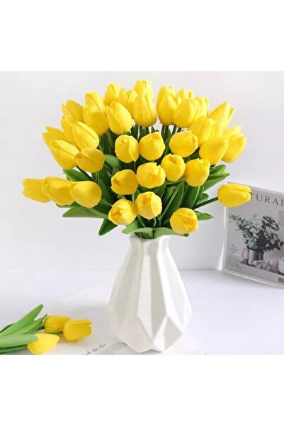 YASİMA 16’lı Sarı Lale 30 Cm Yapay Islak Lale Ev Dekor Nişan
