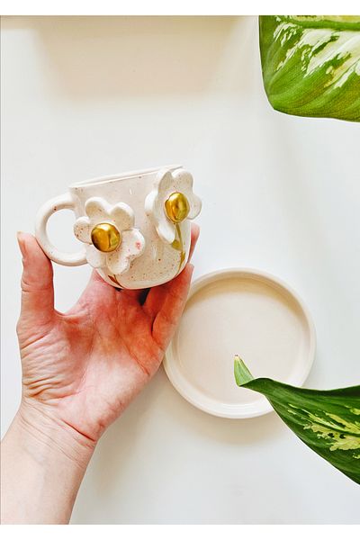 WEBBMODA Handmade Gilded Chamomile Cup