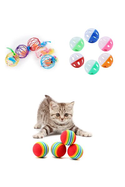 rianka 1 Piece Bulk Bell Plush Soft Interactive Energy Helps Move Cat Toy Set of 3