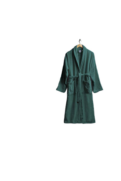 OEM Hotel SPA and Bathrobe with Kimono Collar Velour 100% Cotton, unisex, 420 gr./sqm, Green L / XL