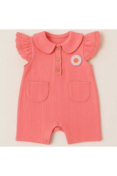 Lino Baby ARMALI %100 PAMUK ALTTAN ÇITÇITLI MÜSLİN KIZ BEBEK TULUM 3-12 AY