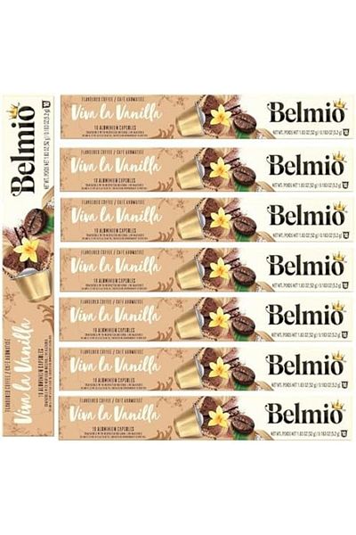 Belmio Vanilla Coffee Capsules Pack of 8 (80 Capsules) - Compatible With Nespresso Original Line Mac