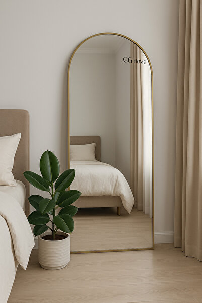 CG HOME Gold Metal Boyayna Metal Çerçeveli, Oval Ayaklı Boy Aynası 180x70