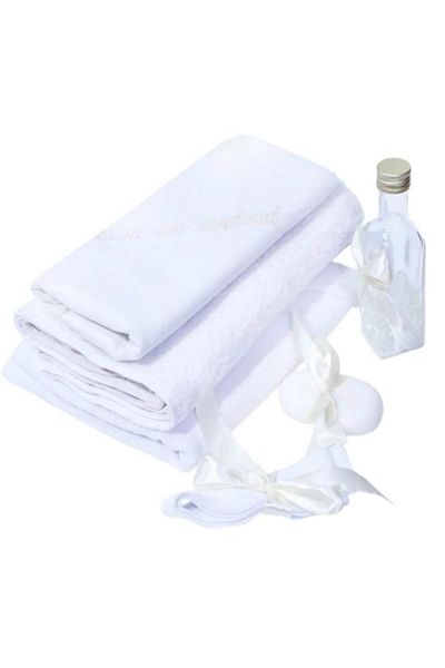 OEM Trusou Botez, 6 piese, 'Azi m-am crestinat', Brodat, Alb