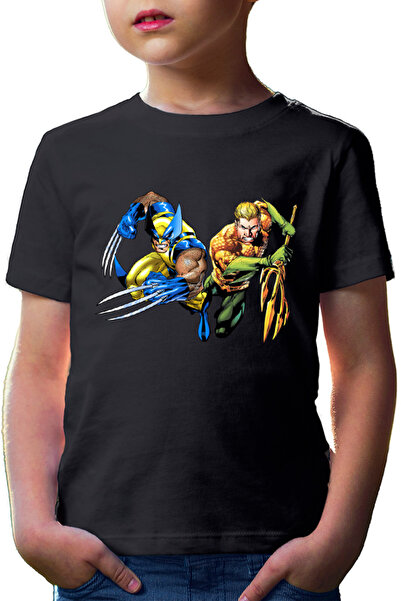 OEM Tricou copii Aquaman Wolverine Superhero Super Powers Wolf Cartoons DC