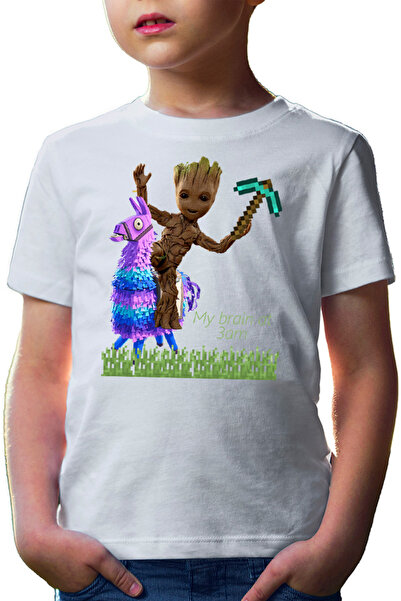 OEM Tricou copii Baby Groot Riding Fortnite Lama Minecraft Pickaxe