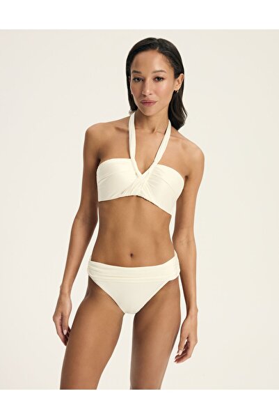 ESOTIQ Bandeau Bikini Top with Tie-Neck Halter Top Swim Bra Retro Style | Truffle