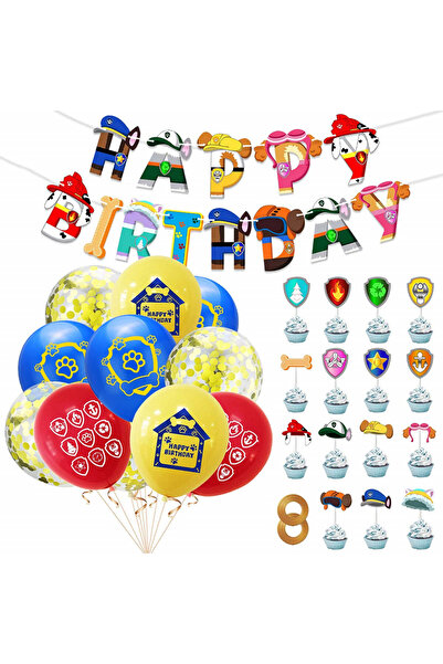 Yisscen set de ziua de naștere, carton/latex, multicolor, 38 de piese