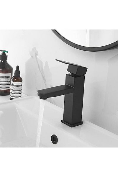 SMART GADGETS C&A Baterie sanitară pentru chiuvetă de baie, oțel inoxidabil, rezistentă la zgârieturi, SMART GADGETS C&A, negru mat