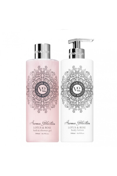 Vivian Gray Set cadou Aroma Selection Lotus & Rose, Unisex, Gel de duș, 500 ml + Loțiune de corp, 500 ml