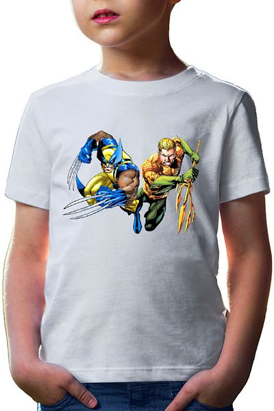 OEM Tricou copii Aquaman Wolverine Superhero Super Powers Wolf Cartoons DC