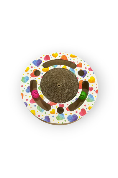 Rotipet Bulk Round Cat Toy & Scratching Heart Patterned – 34 cm