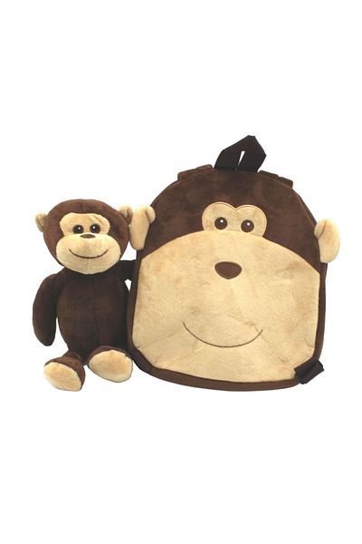 Perletti Kindergarten backpack, reversible, plush monkey, removable, 21cm