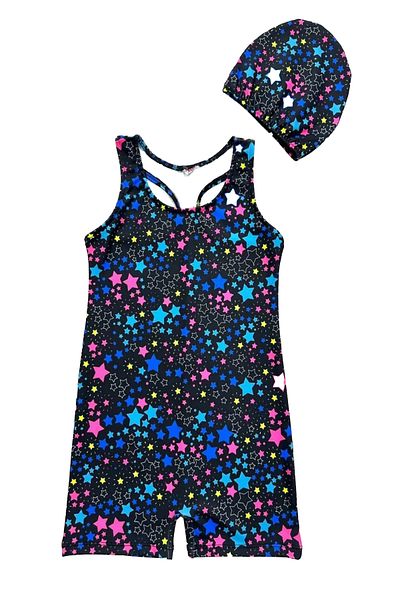 MODANINO Girls' Swimsuit Set with Swimming Shorts and Bouncing Jumpsuit 5-16 Years 12232