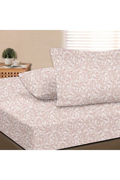 Evim Dalya 100% Cotton Double Fitted Sheet Set Powder - 180X200+30 cm