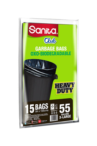 Sanita أكياس قمامة كبيرة جدًا قابلة للتحلل الحيوي وقابلة لإعادة التدوير، مكون...