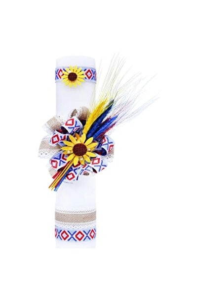 OEM Λαμπάδα βάπτισης, παραδοσιακή, τρίχρωμα στάχυα σιταριού και κορδέλα με πα...