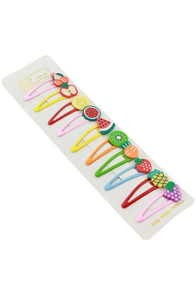 Aptel Set of 10 hair clips for girls, fruit pattern, multicolor