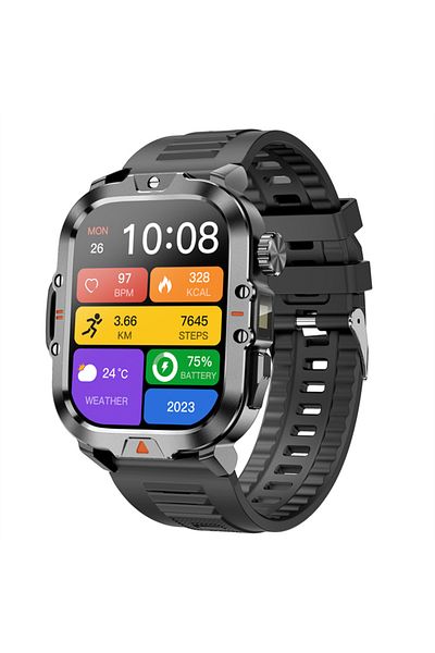 OEM Men's Smartwatch COOSTAR CR032, 2.01" HD, BT 5.3, LED, GloryFit, Silicone, Black, Sport