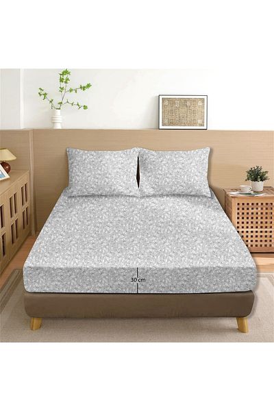 Evim Dalya 100% Cotton Double Fitted Sheet Set Light Gray - 180X200+30 cm