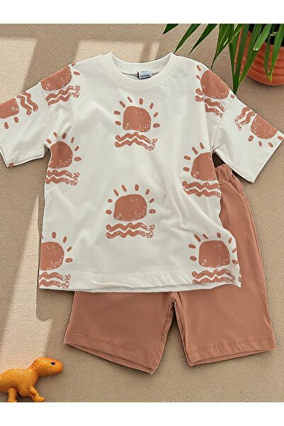 Patriko Boy's New Season Sun Printed Cotton Combed Bottom Top Shorts Tshirt Set