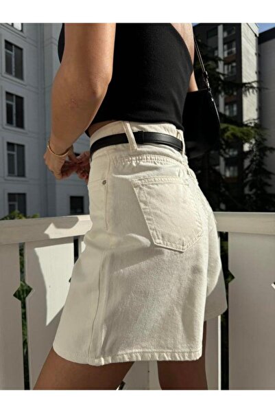 BOLESA GİYİM Ekru Cepli Kot Şort